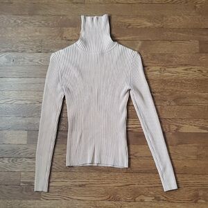 GAPStretch Cream Tan Ribbed Turtleneck Sweater Size XS